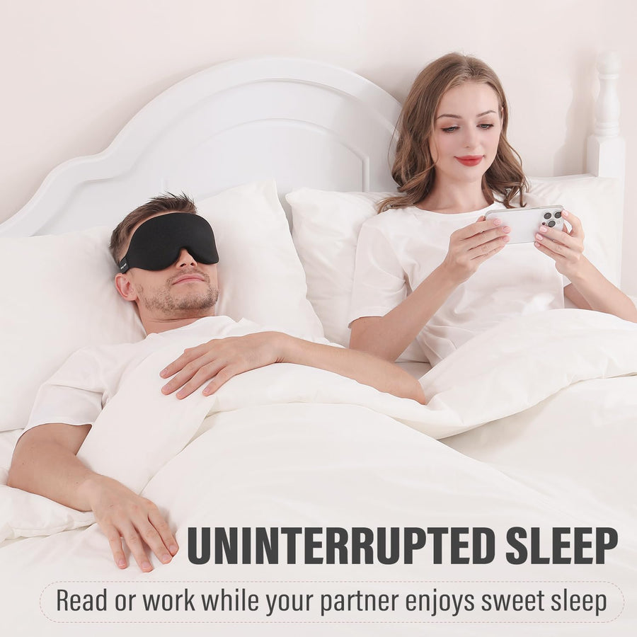 3D Contoured Blackout Sleep Mask with Adjustable Strap