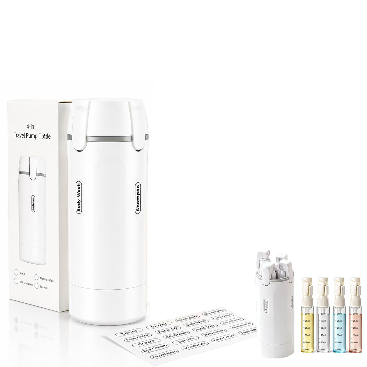 4-in-1 Leakproof Refillable Travel Bottle Dispenser