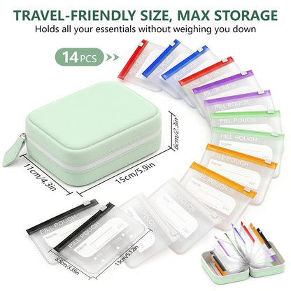 Waterproof Travel Pill Organizer Set with Secure Cases