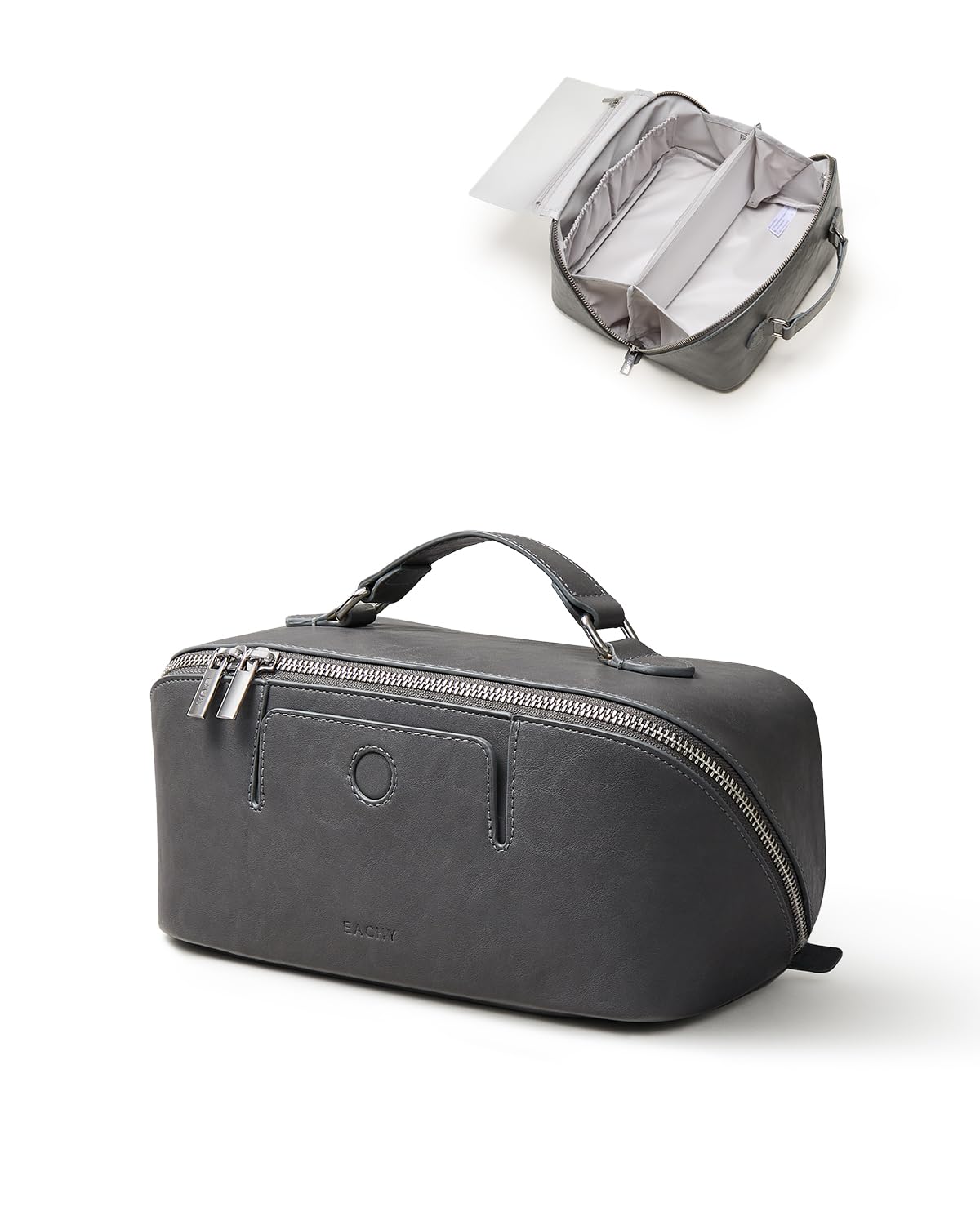Large Flat-Open Travel Makeup Bag in Waterproof PU Leather