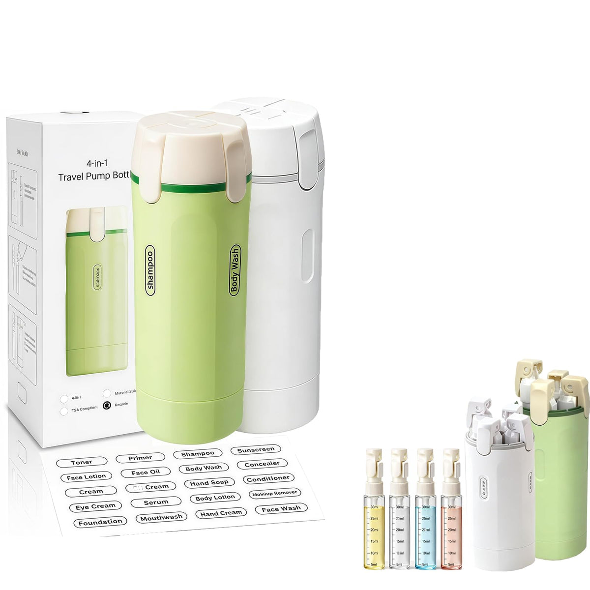 4-in-1 Leakproof Refillable Travel Bottle Dispenser