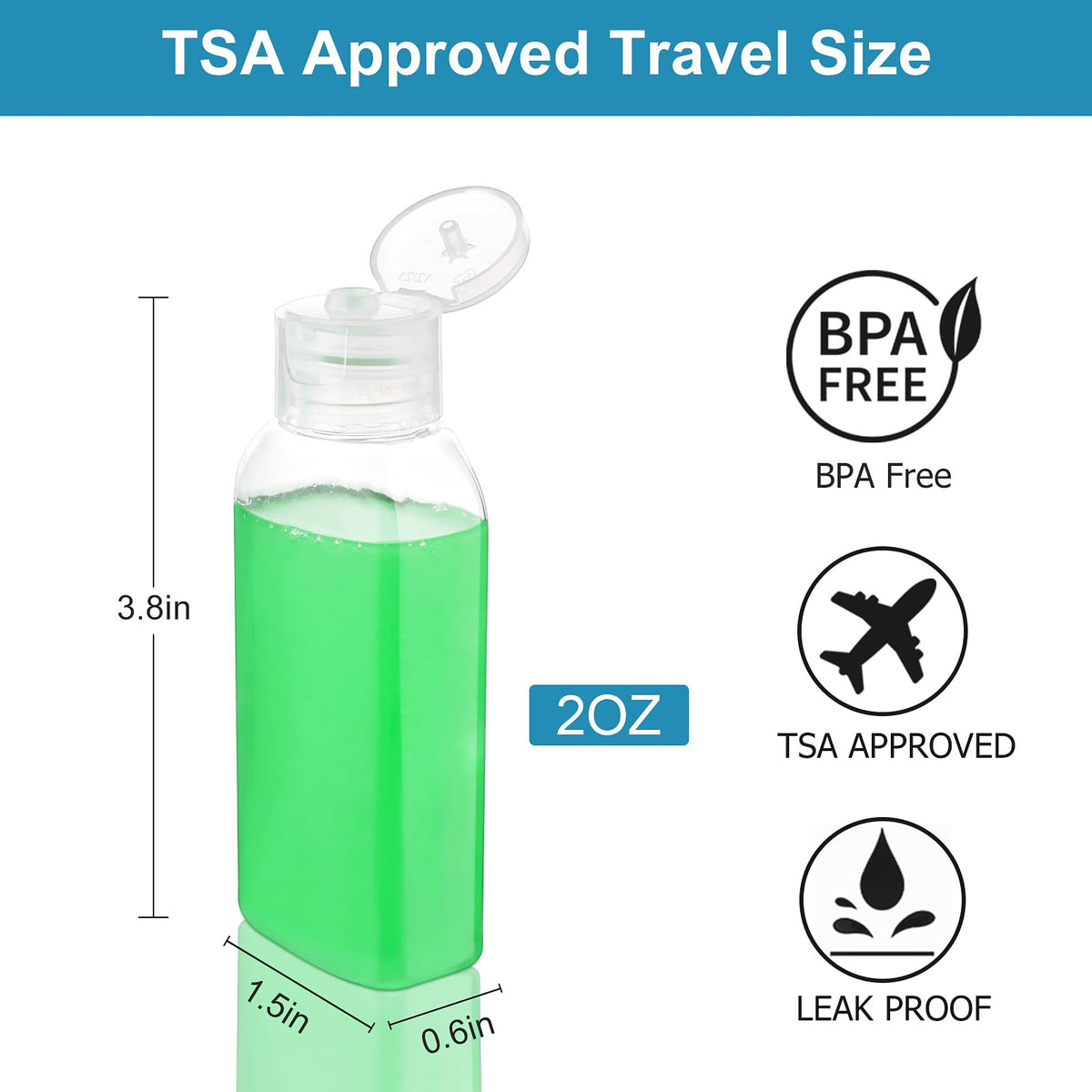 Leakproof Refillable Travel Bottles with Flip Caps