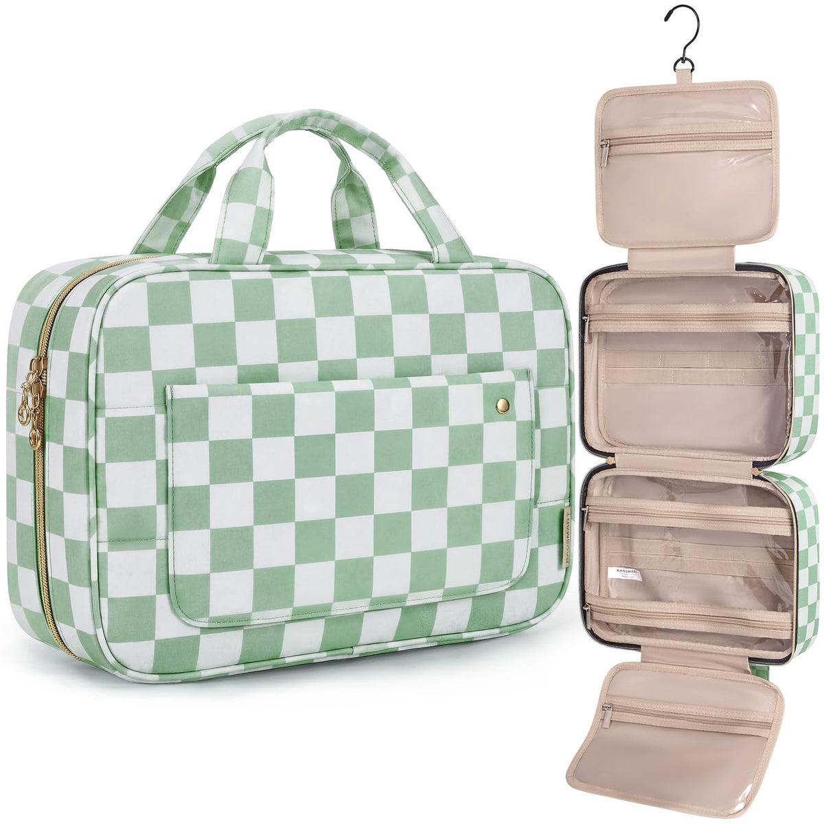 Water-Resistant Hanging Toiletry Bag with Full-Size Storage