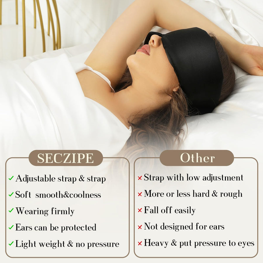 Mulberry Silk Blackout Sleep Mask with Adjustable Band