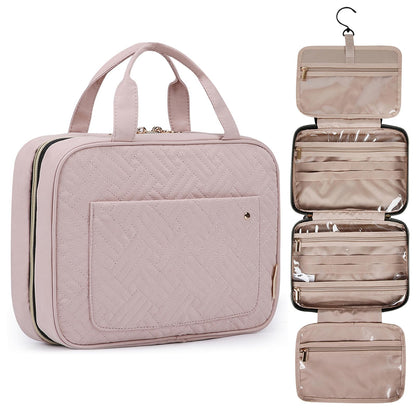 Water-Resistant Hanging Toiletry Bag with Full-Size Storage
