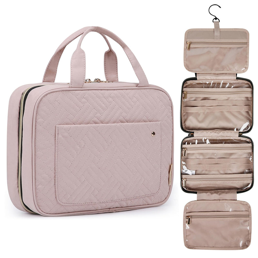 Water-Resistant Hanging Toiletry Bag with Full-Size Storage