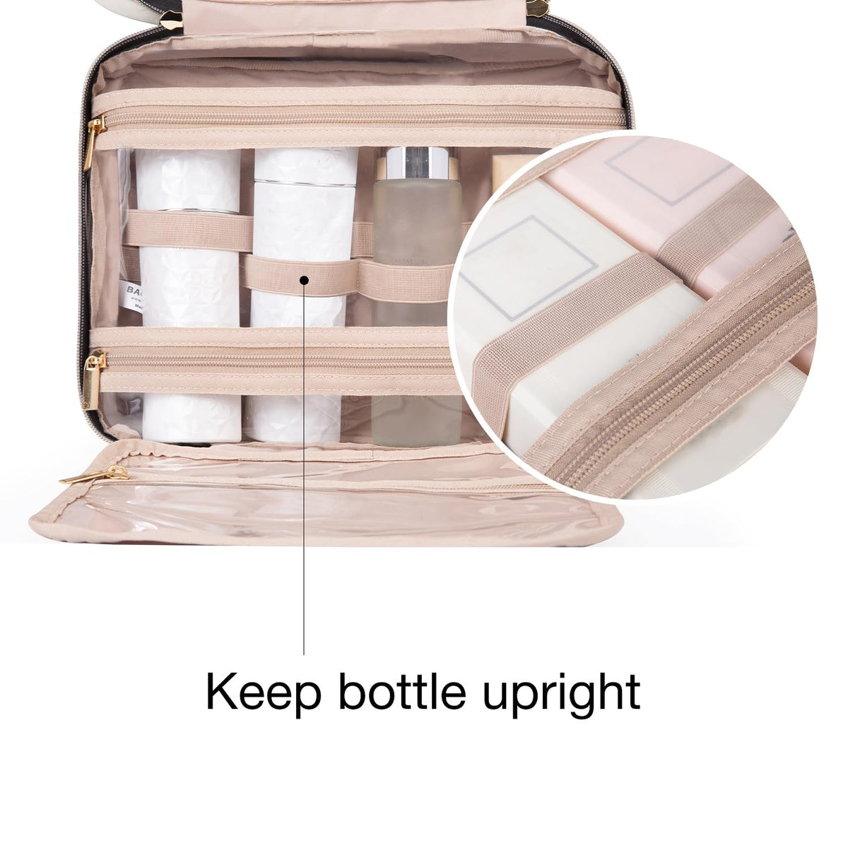 Water-Resistant Hanging Toiletry Bag with Full-Size Storage