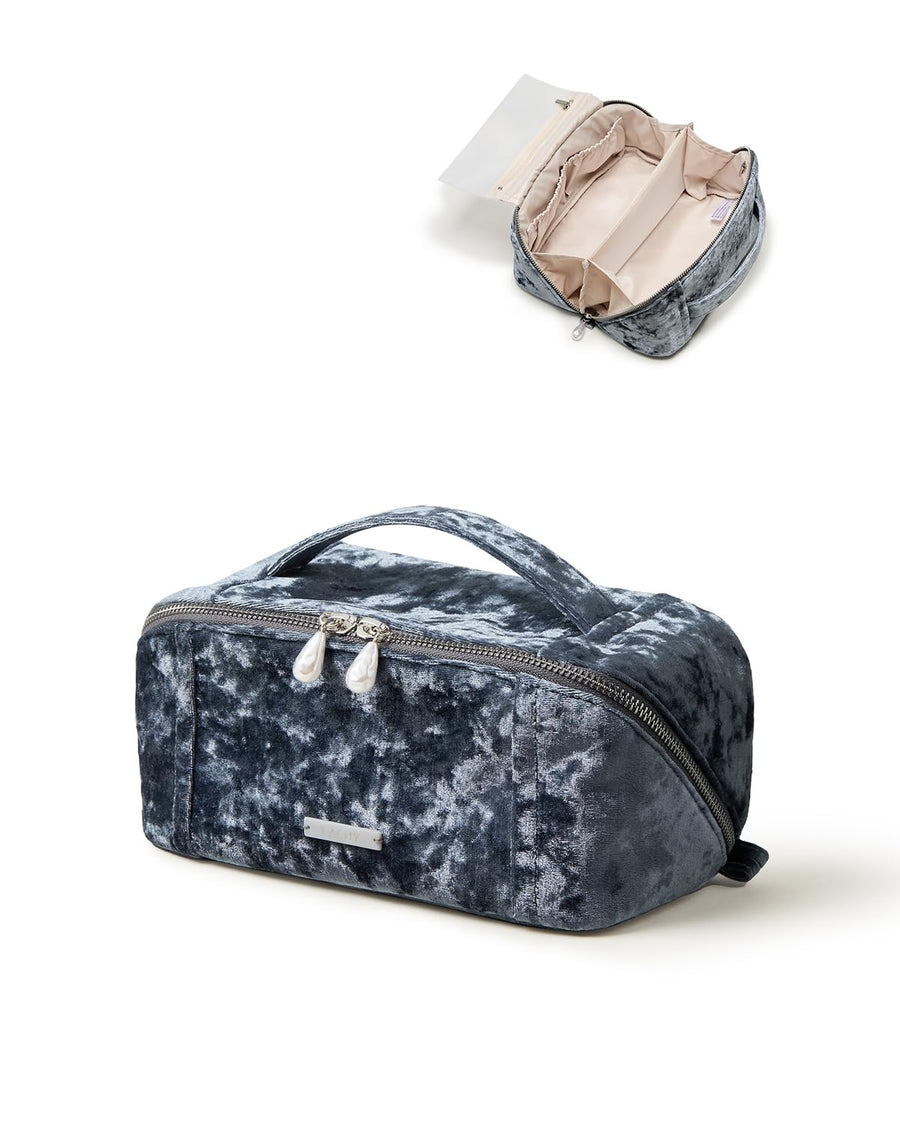 Large Flat-Open Travel Makeup Bag in Waterproof PU Leather
