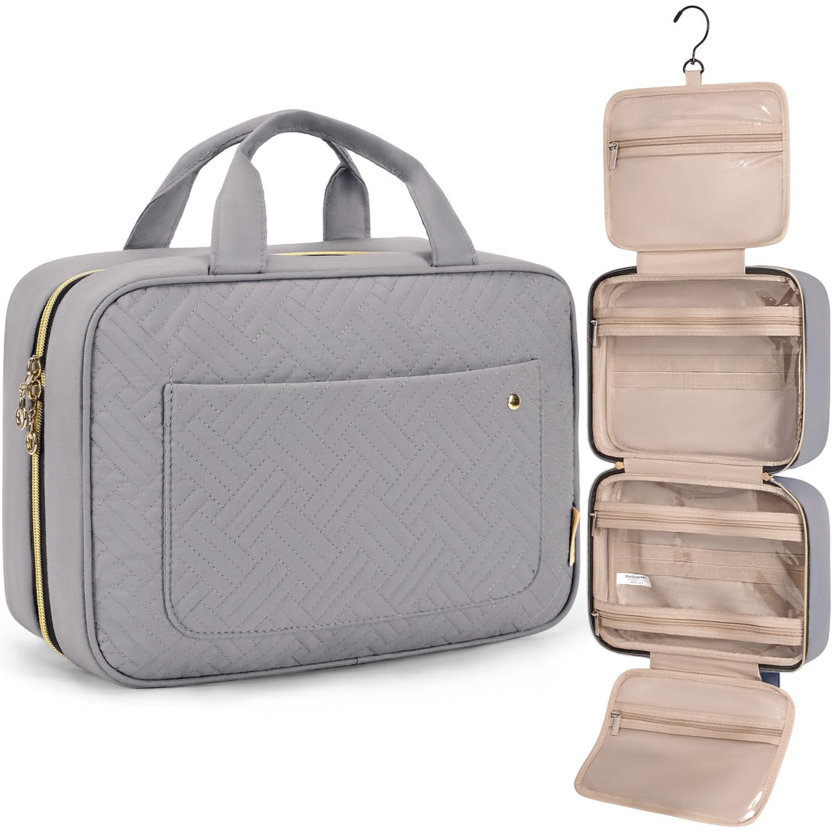 Water-Resistant Hanging Toiletry Bag with Full-Size Storage