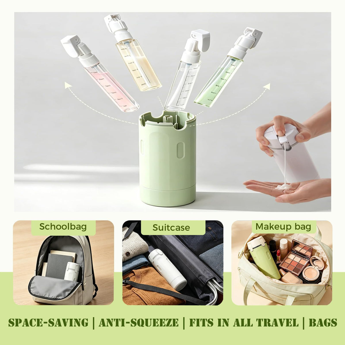 4-in-1 Leakproof Refillable Travel Bottle Dispenser