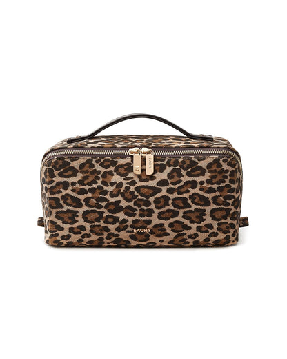 Large Flat-Open Travel Makeup Bag in Waterproof PU Leather