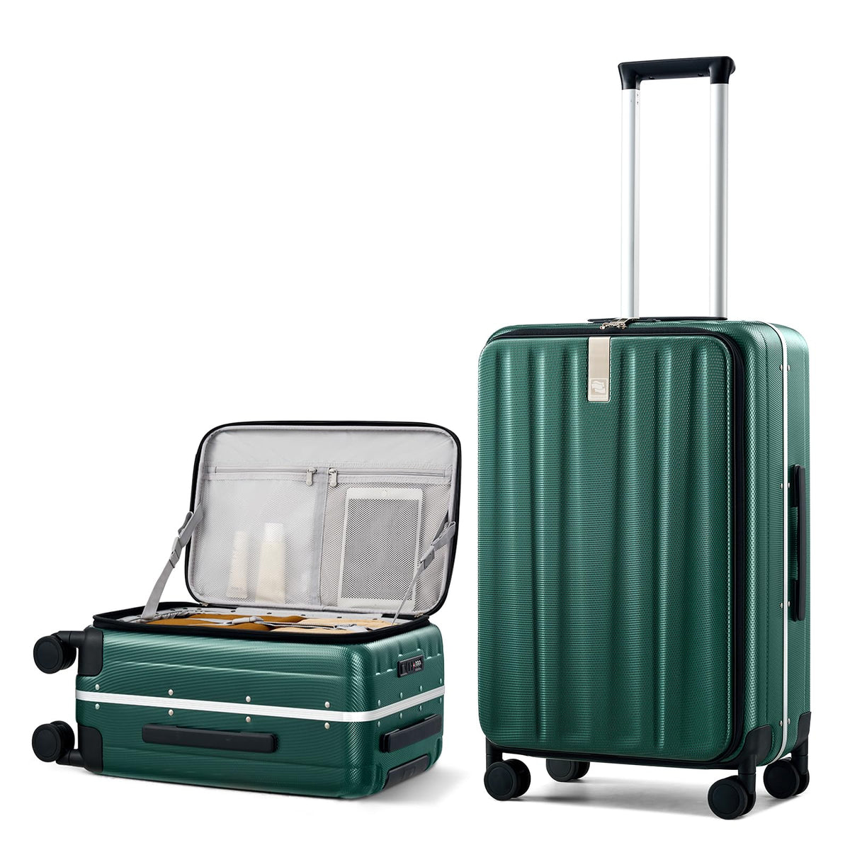 Hanke 16 20 24 26 Inch Carry On Suitcase PC Hardshell Luggage Top Open Aluminum Frame Rolling Suitcases with Wheels Travel Luggage for Womem Men