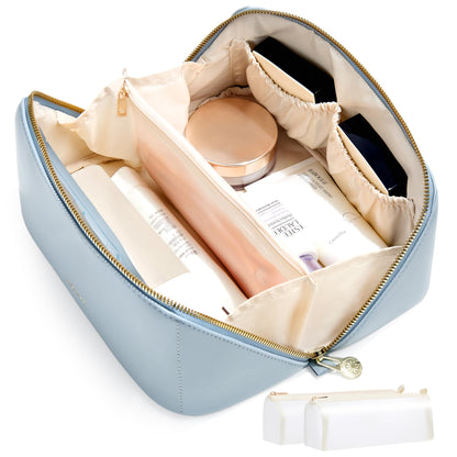Wide-Open Travel Makeup Bag with Organized Compartments