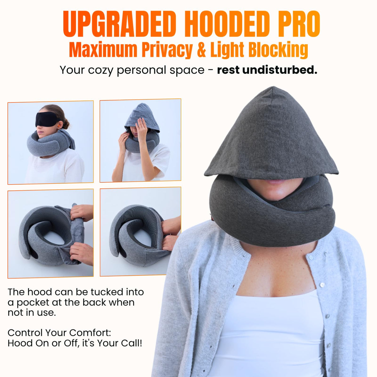 LOEXAIR™ Travel Pillow, Neck Pillow Travel for Airplane, Car - 100% Cotton Fabric & Memory Foam Plane Pillow, Lightweight & Easy-to-Carry on Flight, Full Travel Set