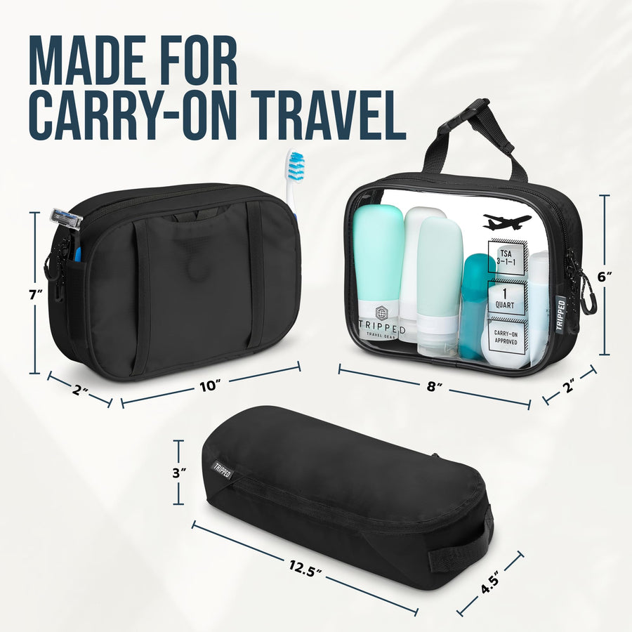 3-Piece Travel Toiletry Bag Set with Organized Storage