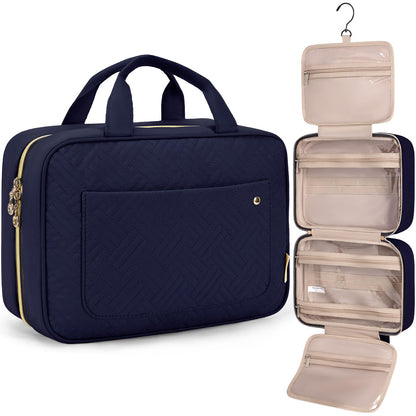 Water-Resistant Hanging Toiletry Bag with Full-Size Storage