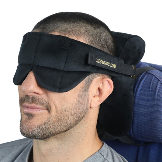 Sleeper Hold Travel Pillow - Real Sleeping Experience on Long Flights - Head Strap with Eye Mask - Super-Soft, Lightweight, Easy-to-Carry, and Machine-Washable Airplane Pillow