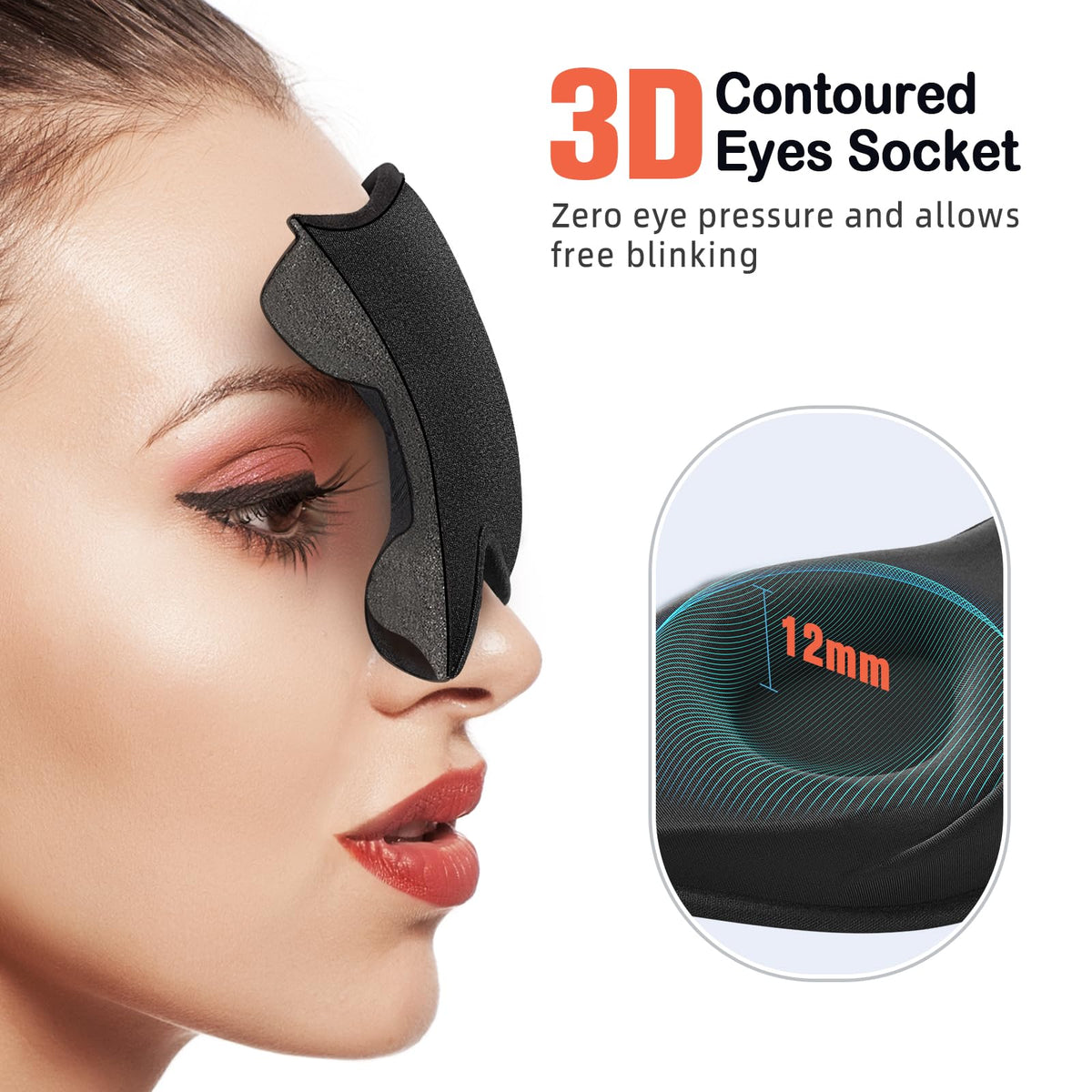 3D Contoured Sleep Mask for Side Sleepers