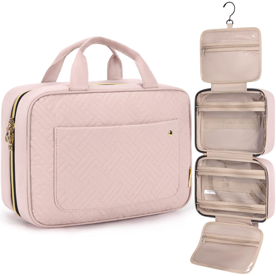Water-Resistant Hanging Toiletry Bag with Full-Size Storage