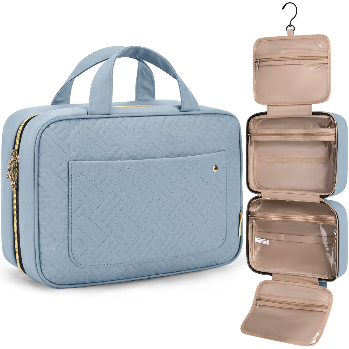 Water-Resistant Hanging Toiletry Bag with Full-Size Storage