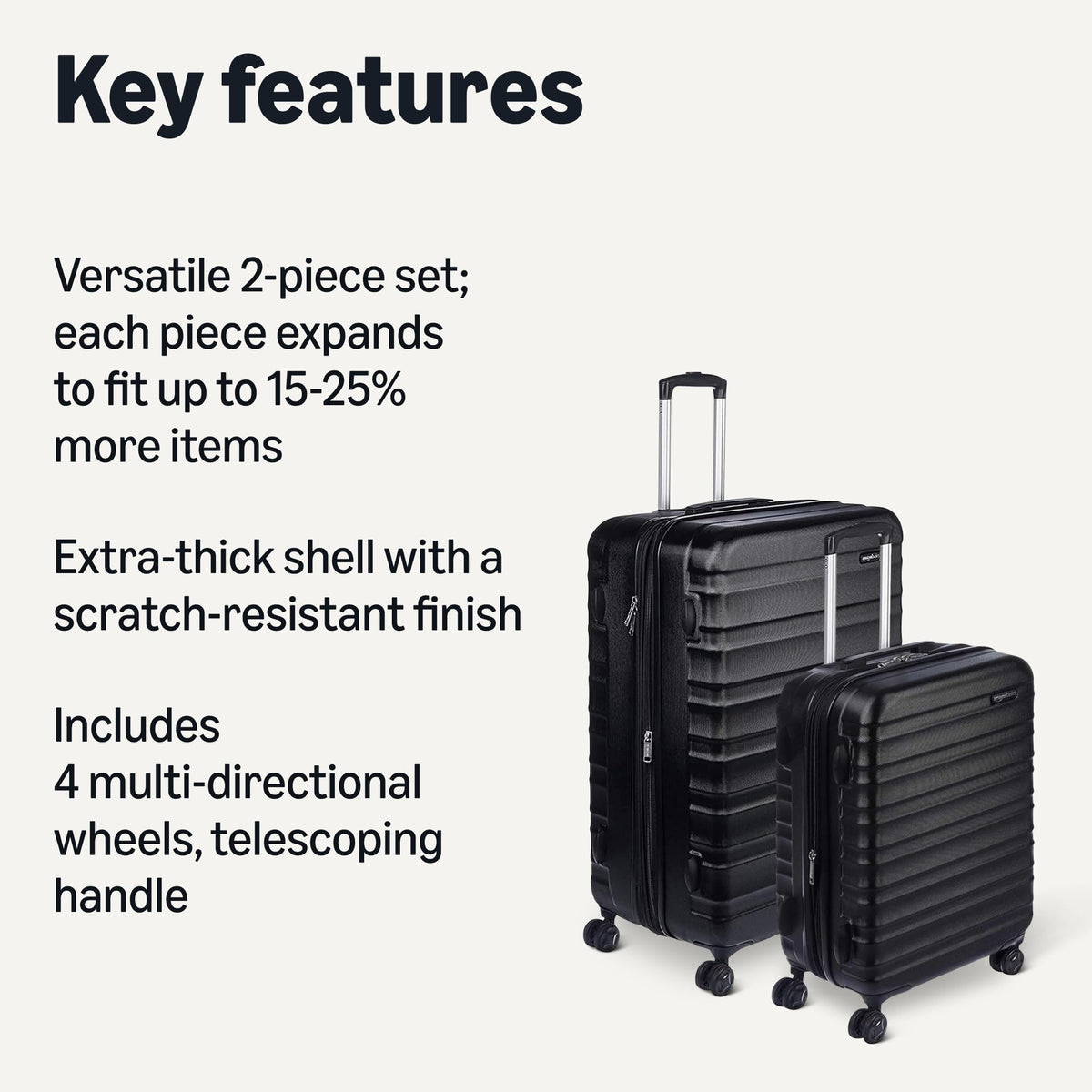 Amazon Basics Hardside Spinner, Carry-On, Expandable Suitcase Luggage with Wheels, 30-inch, 105L