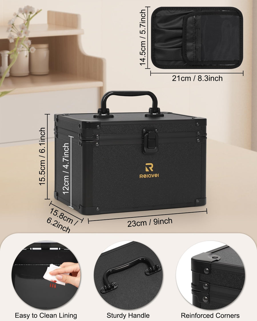 Travel Makeup Case with Built-In LED Mirror