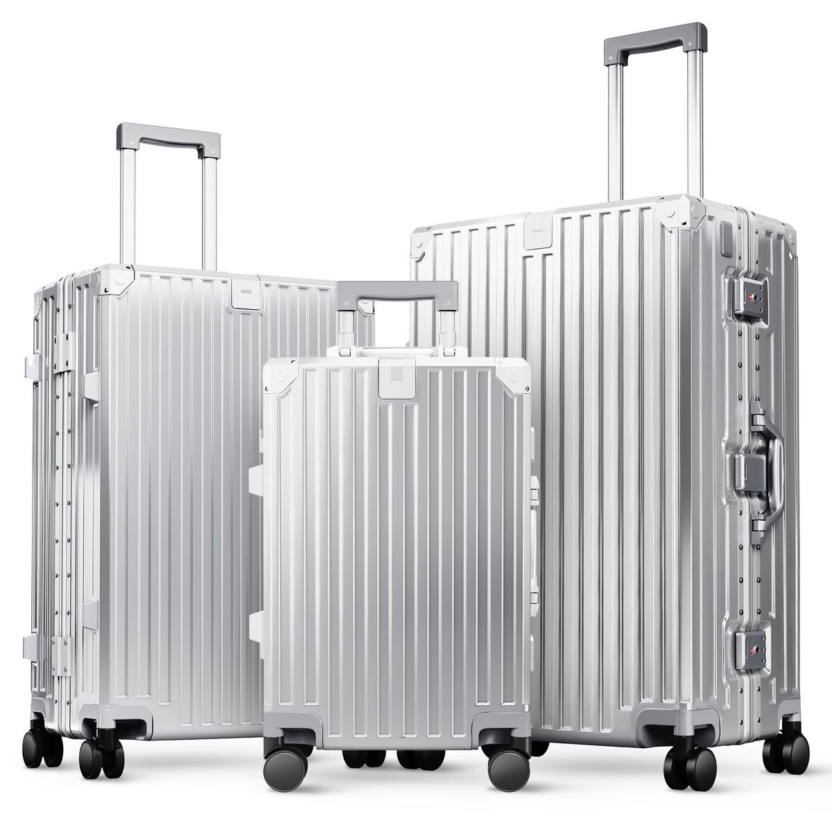 ALPHA CAMP Luggage with Aluminum Frame Zipperless Suitcase