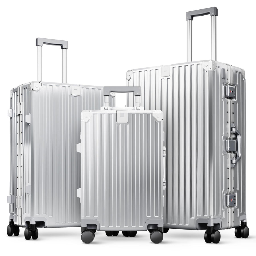 ALPHA CAMP Luggage with Aluminum Frame Zipperless Suitcase