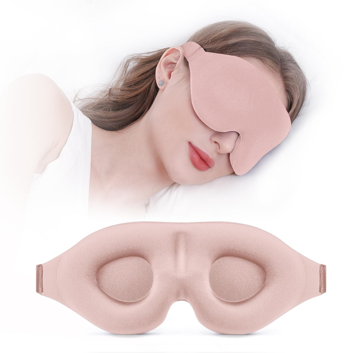 3D Contoured Blackout Sleep Mask with Adjustable Strap