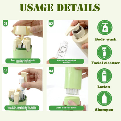 4-in-1 Leakproof Refillable Travel Bottle Dispenser