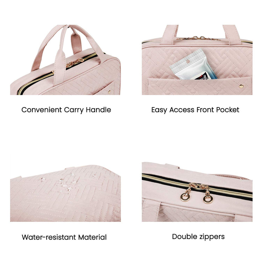 Water-Resistant Hanging Toiletry Bag with Full-Size Storage