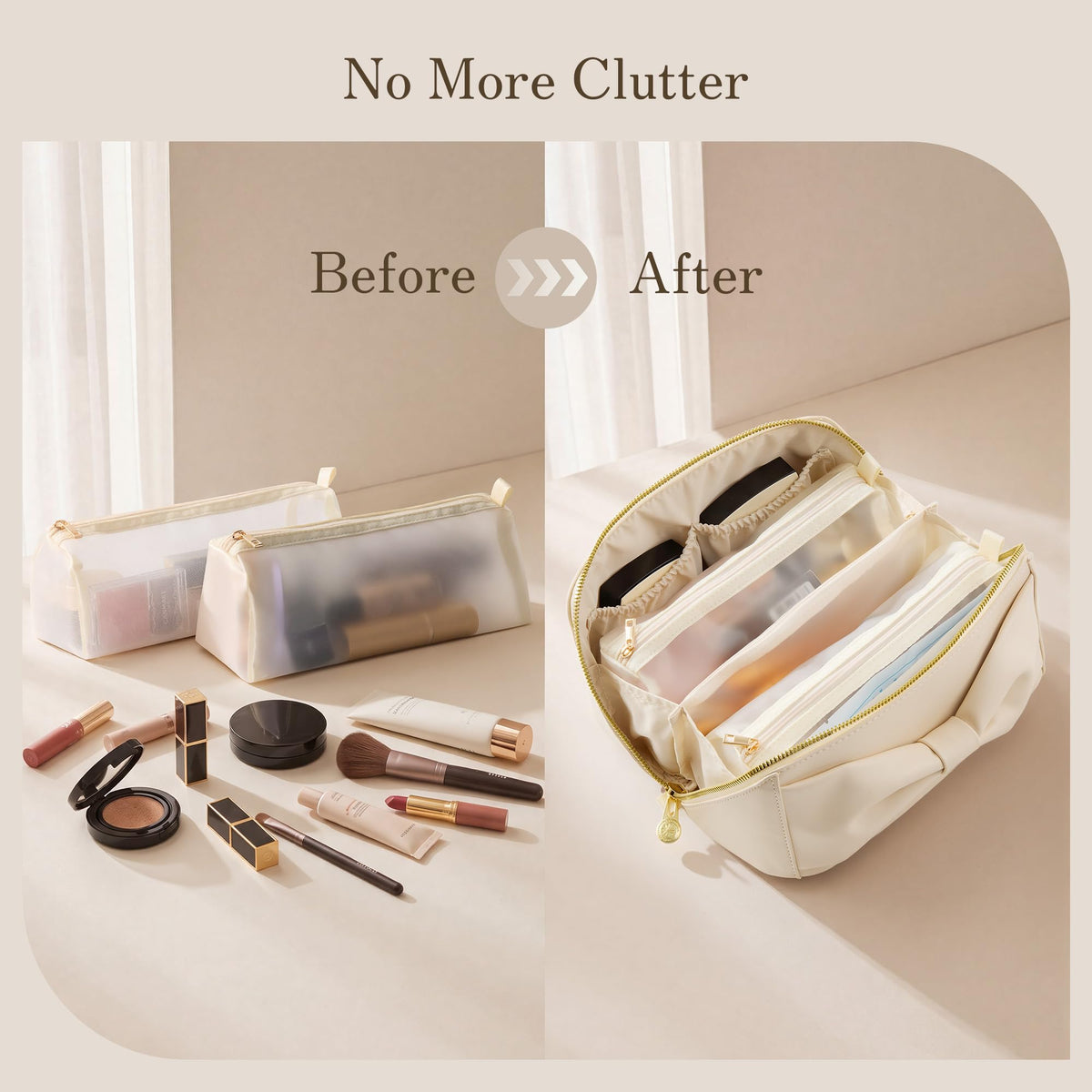 Wide-Open Travel Makeup Bag with Organized Compartments