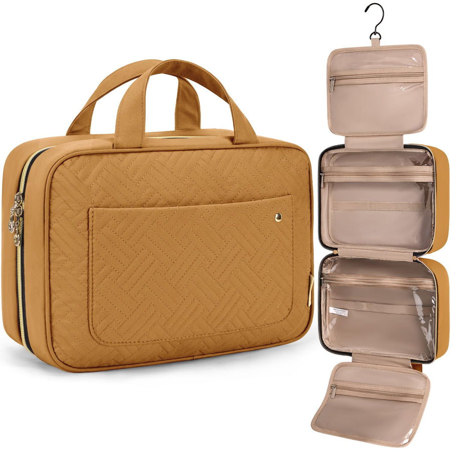 Water-Resistant Hanging Toiletry Bag with Full-Size Storage