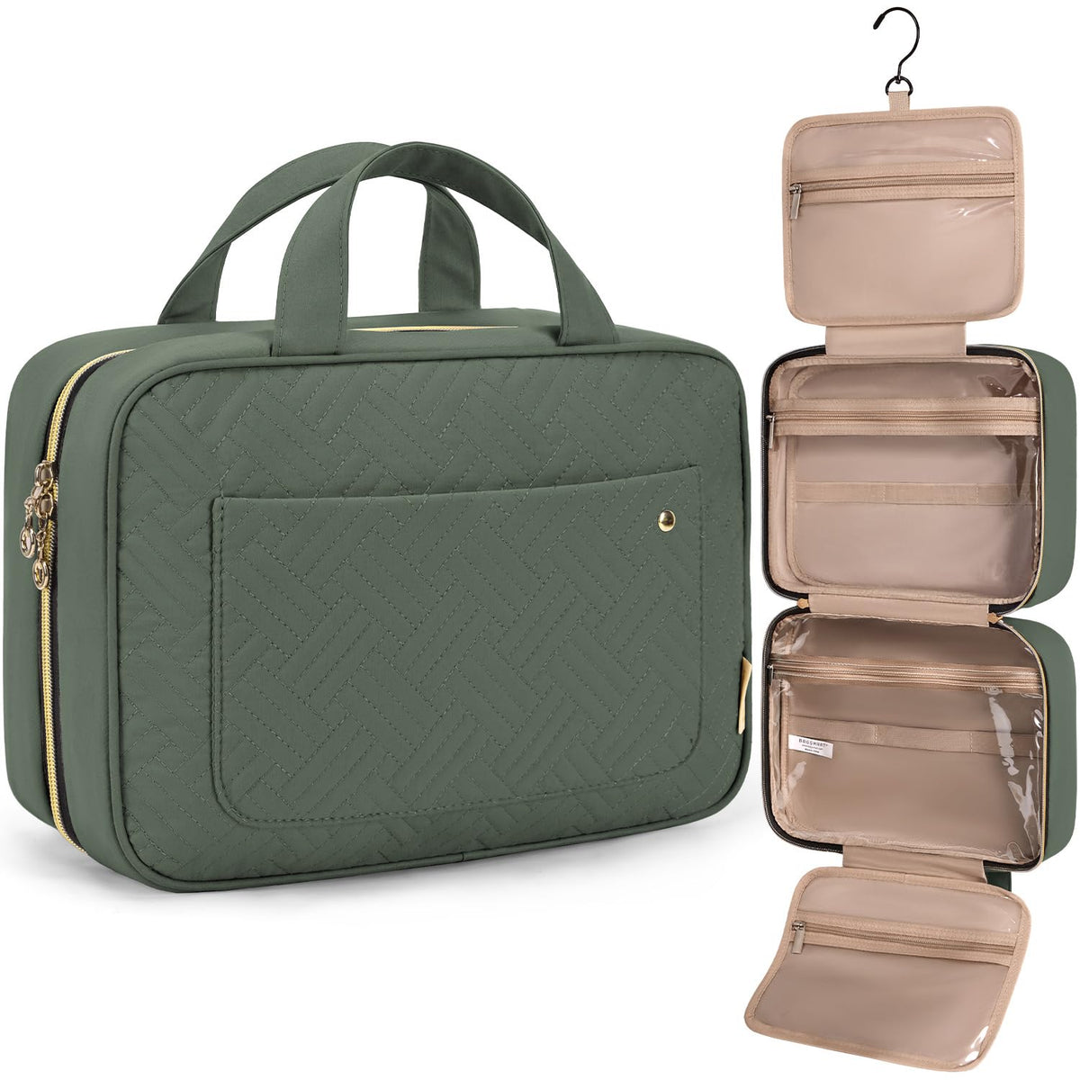 Water-Resistant Hanging Toiletry Bag with Full-Size Storage