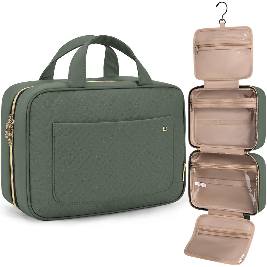 Water-Resistant Hanging Toiletry Bag with Full-Size Storage