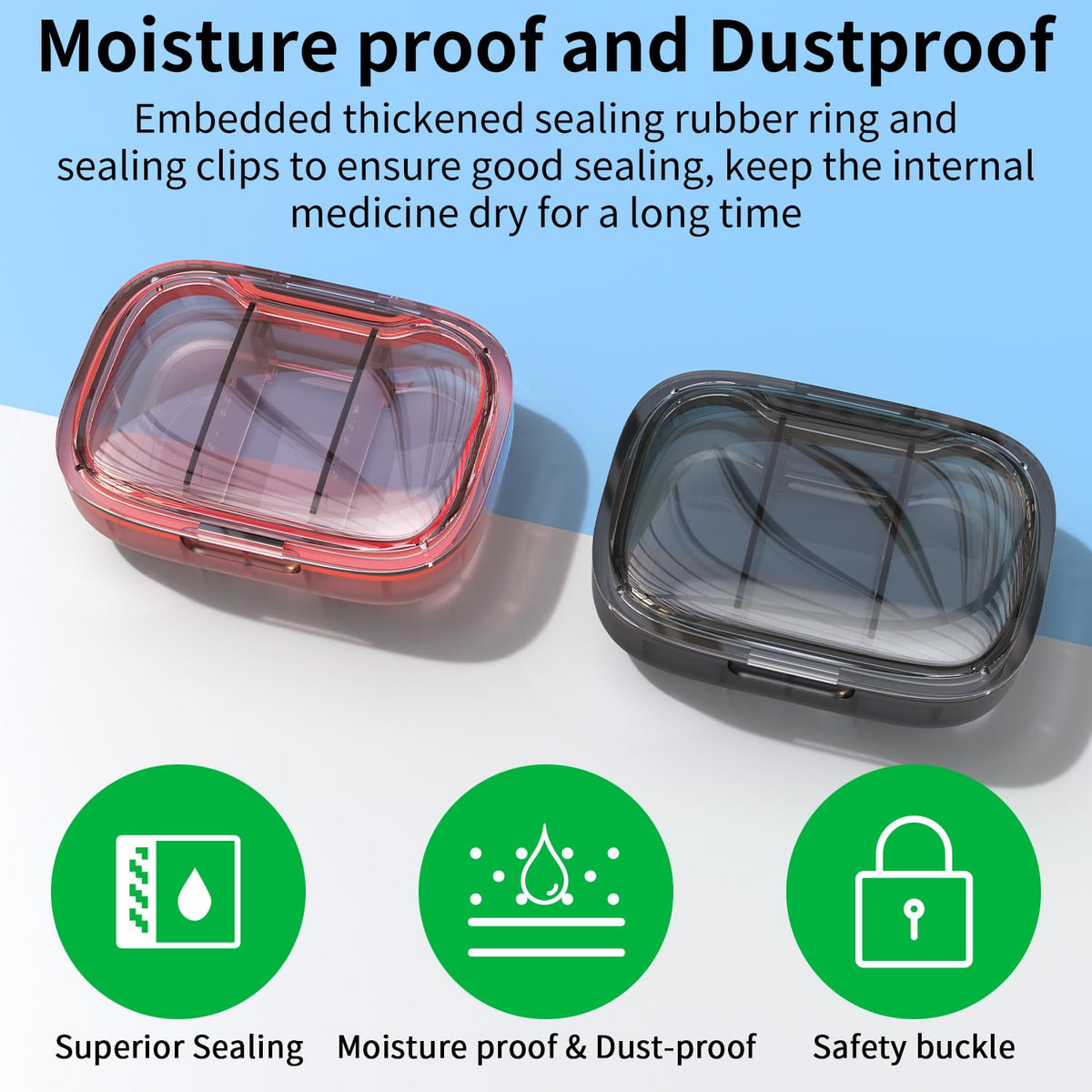 Moisture-Proof Travel Pill Case for Pocket or Purse