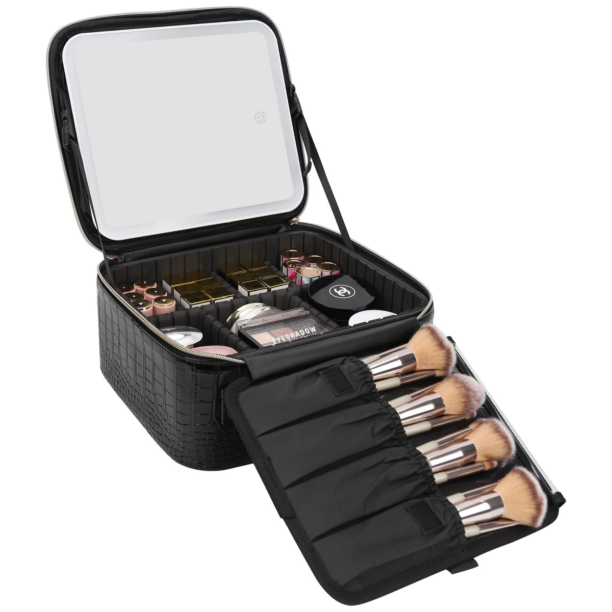 Travel Makeup Case with Built-In LED Mirror