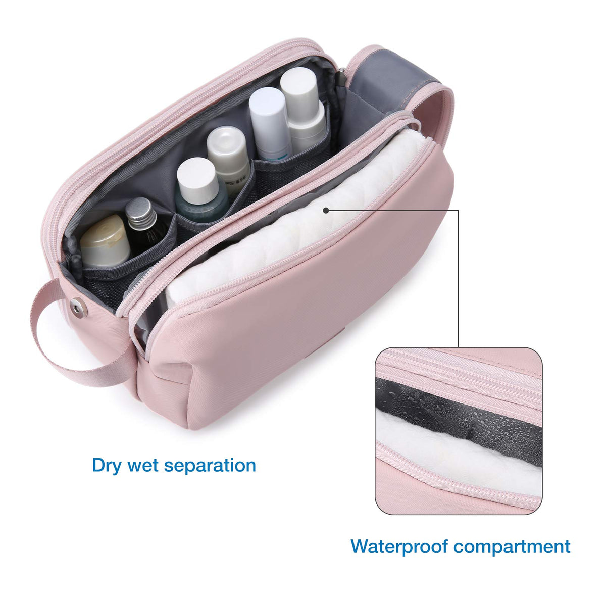Water-Resistant Hanging Toiletry Bag with Full-Size Storage