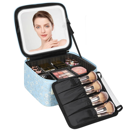 Travel Makeup Case with Built-In LED Mirror