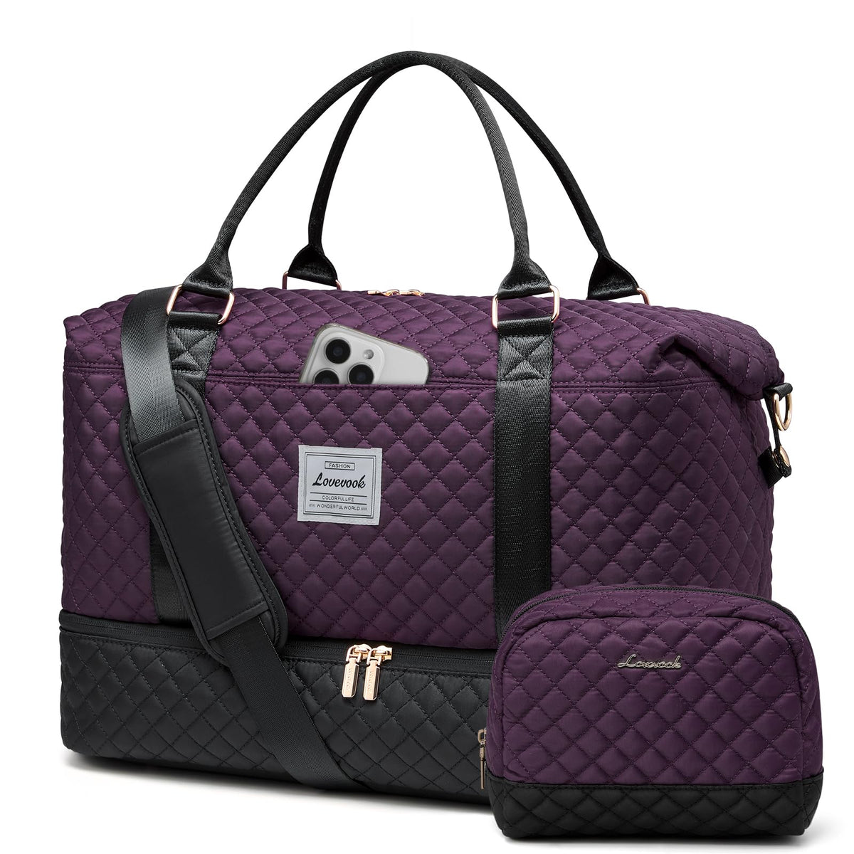 LOVEVOOK Travel Duffle Bag,Weekender Bags for Women with Shoe Compartment