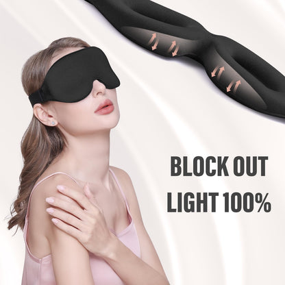 3D Contoured Blackout Sleep Mask with Adjustable Strap