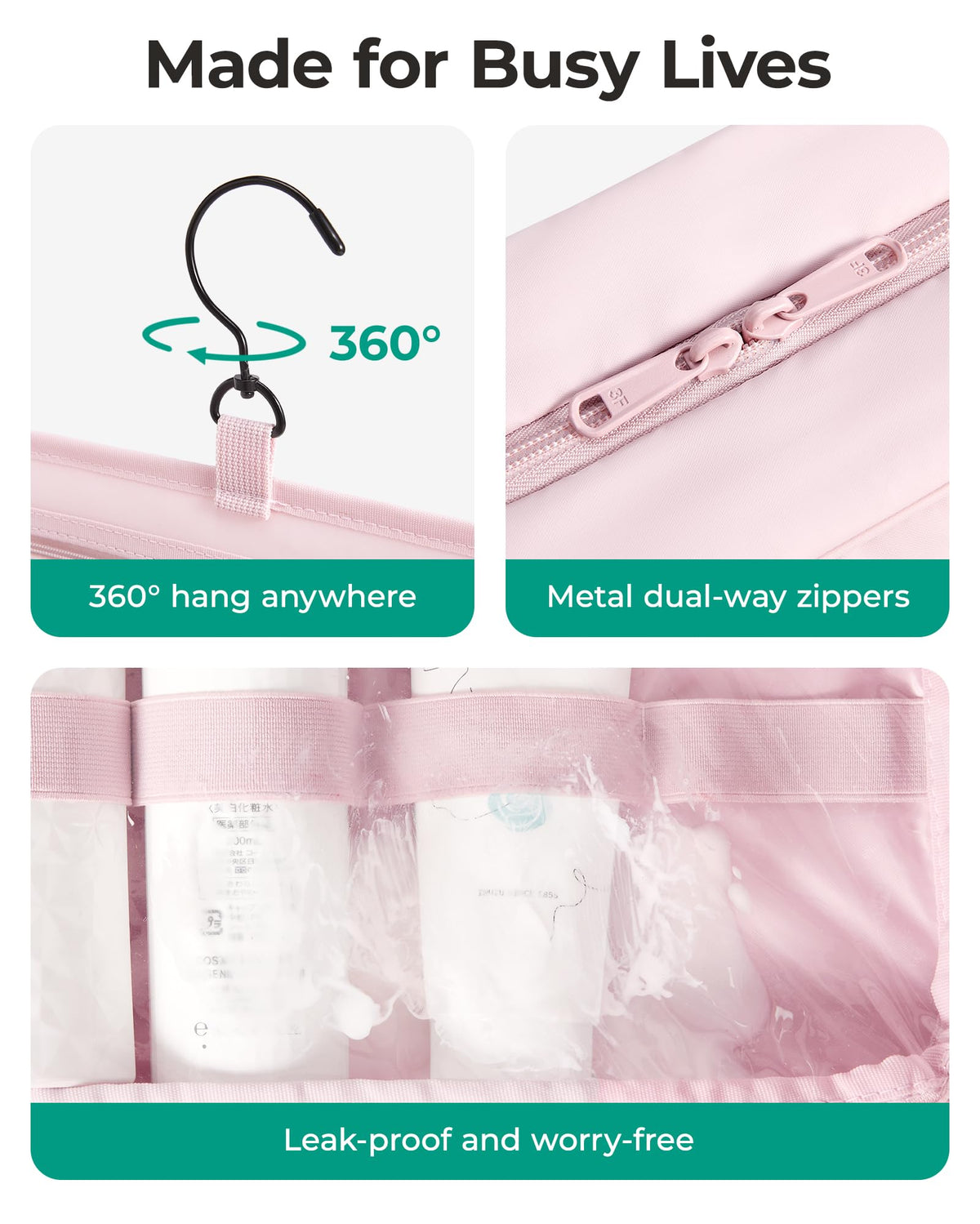 Waterproof Hanging Toiletry Bag for Full-Size Essentials