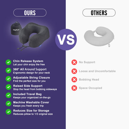 napfun Neck Pillow for Travel, Memory Foam Airplane Pillow