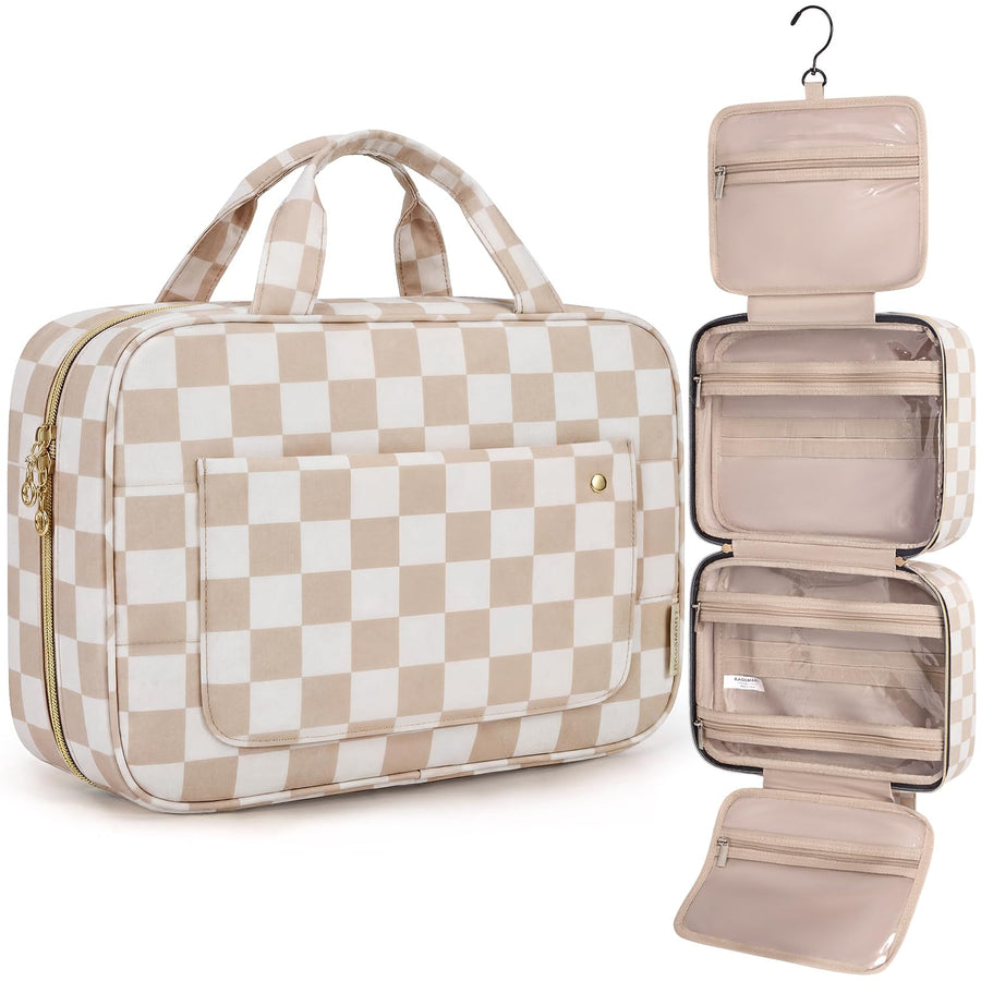 Water-Resistant Hanging Toiletry Bag with Full-Size Storage