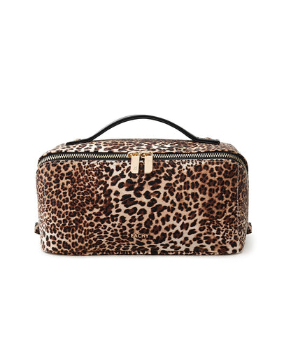 Large Flat-Open Travel Makeup Bag in Waterproof PU Leather