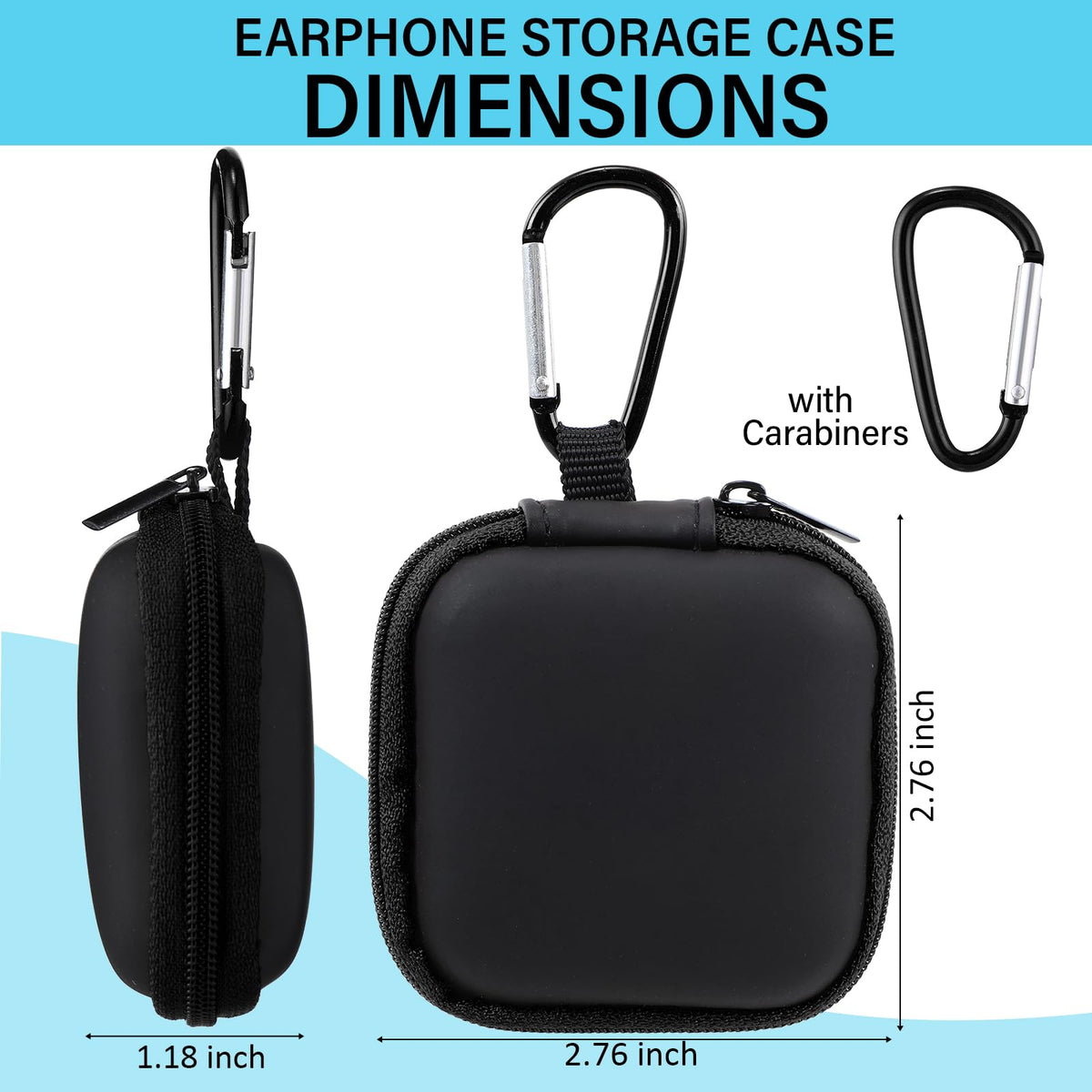 Paterr Square Earbud Case Pouch Bulk with Clip