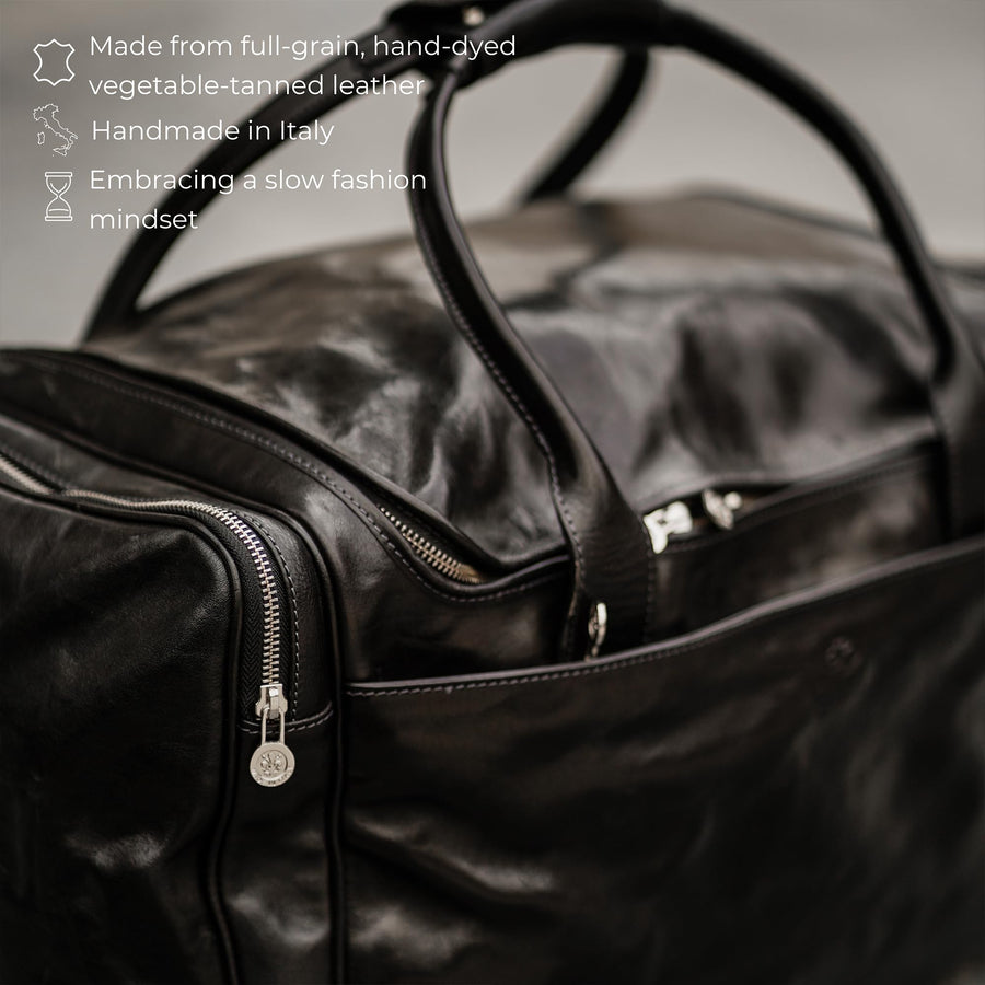 Leather Duffel Bag Weekend Bag Gym Large Travel Bag - Time Resistance