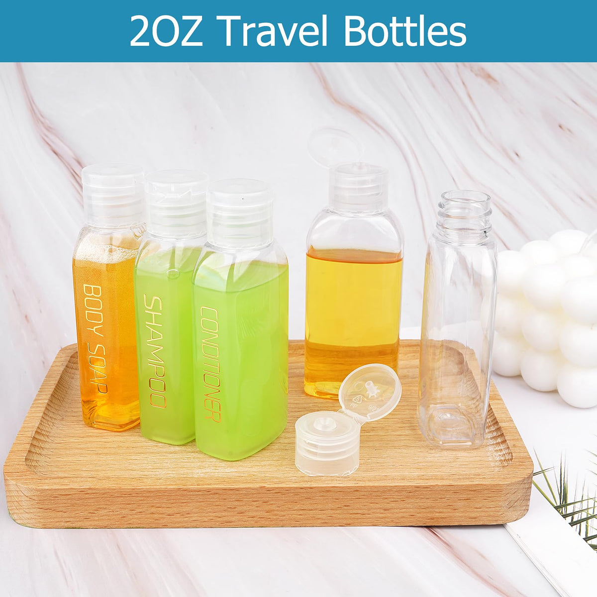 Leakproof Refillable Travel Bottles with Flip Caps