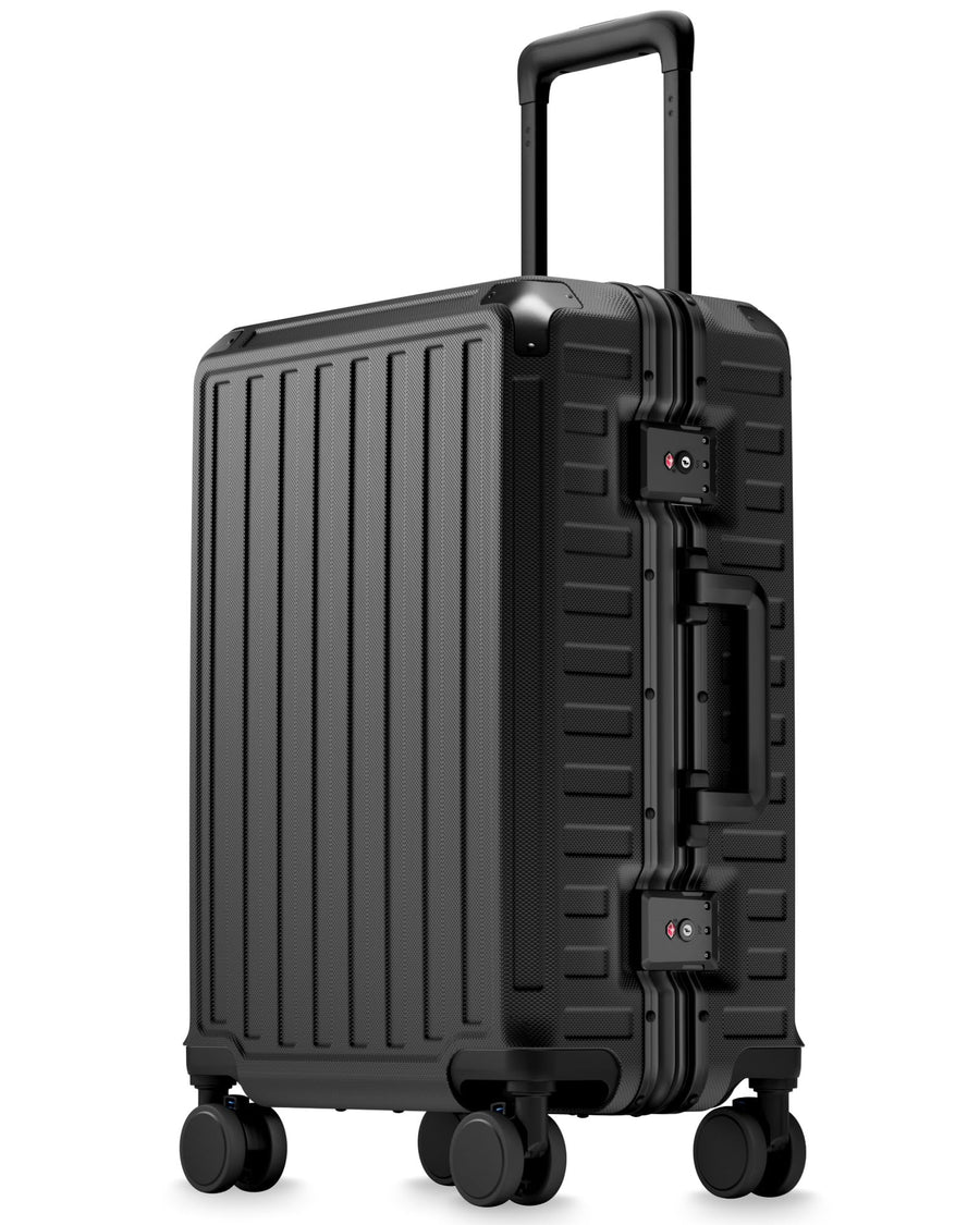 LUGGEX Carry On Zipperless Suitcase, Aluminum Frame, Charcoal Metallic, 20"