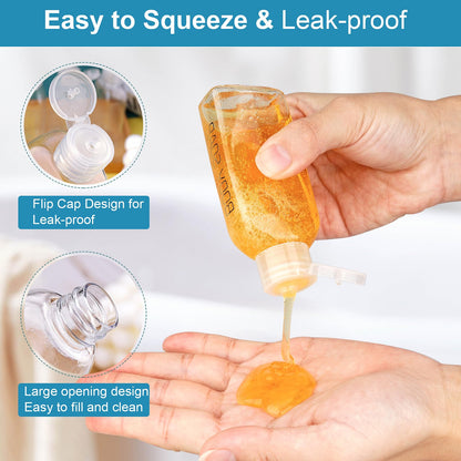 Leakproof Refillable Travel Bottles with Flip Caps